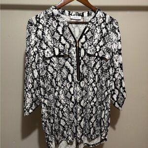 Calvin Klein Monochrome Snakeskin Print Blouse
